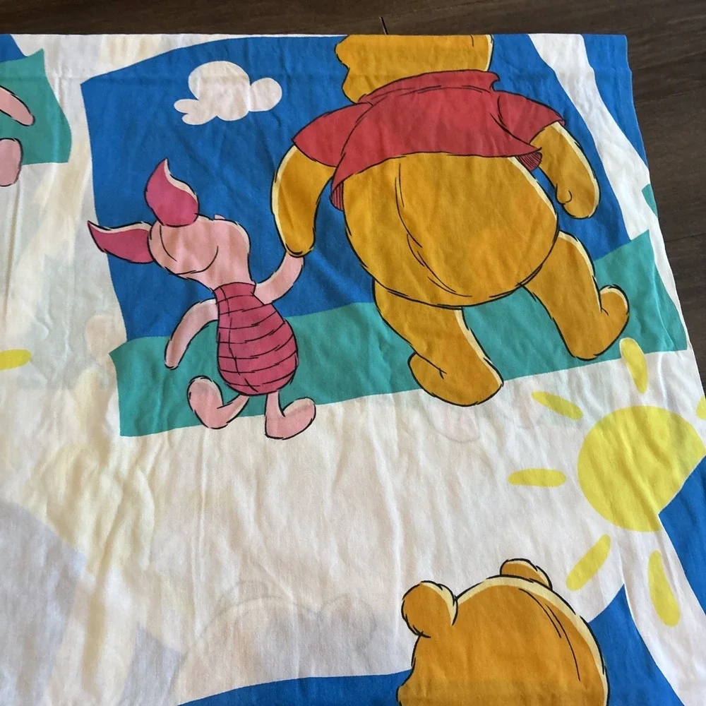 Vtg Disney Winnie the Pooh Piglet Twin 1 Flat 1 Fitted Sheet 2 Pillow Cases Set